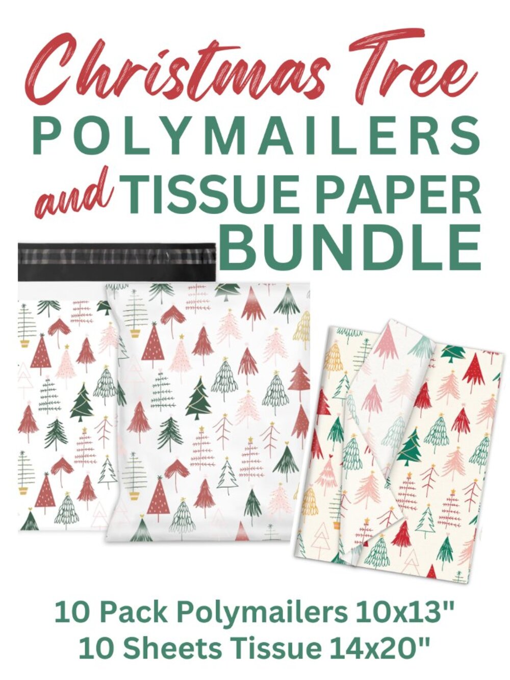 Pastel Christmas Tree Bundle Polymailers & Tissue Paper